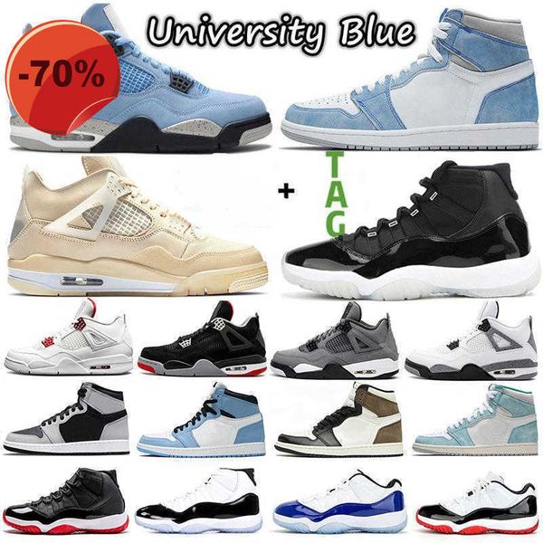 

boots basketball shoes sneakers womens trainers sports shoe white oreo university blue 2021 jumpman 4 4s shimmer 1 1s mens high og pollen 11, Black