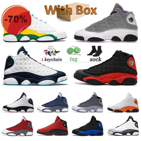 

2021 bred patent 13 13s basketball shoes houndstooth playground atmosphere grey trainers sports jumpman sneakers reverse bred lucky green, Black