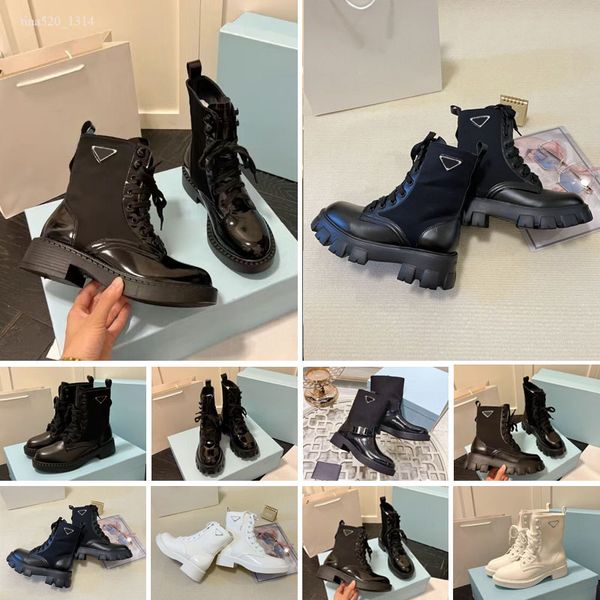 

interlocking black ankle boots biker chunky platform flats combat low heel lace-up leather chains buckle women luxury designers shoes factor