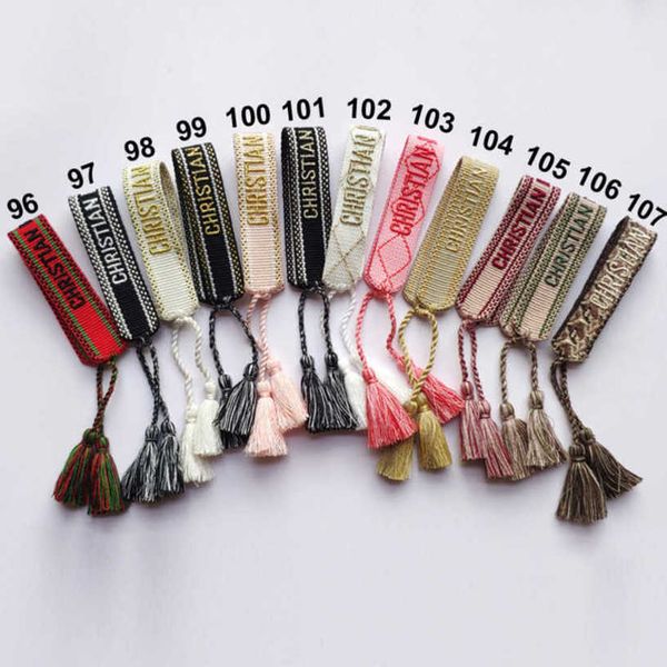 

fashion women luxury bracelets brand d designer bangle jewelry bohemian female embroidered letter hand woven tassel rope bracelet men girl f, Golden;silver