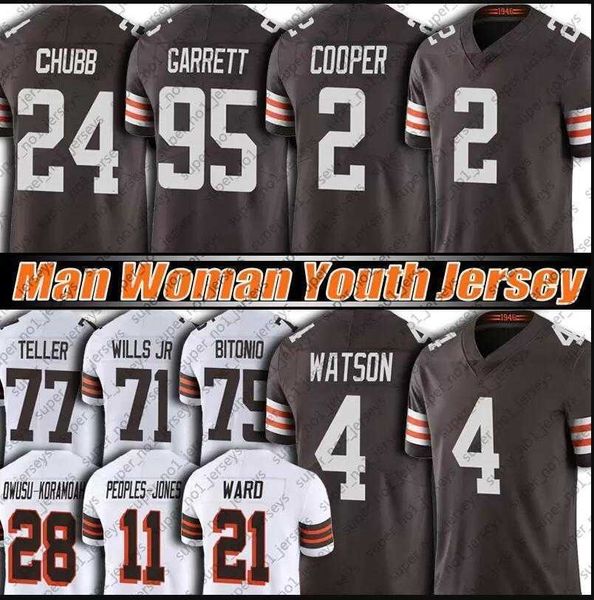 

deshaun watson jersey tee mens custom cleveland''browns''24 nick chubb amari cooper myles garrett denzel ward myles garr, Black