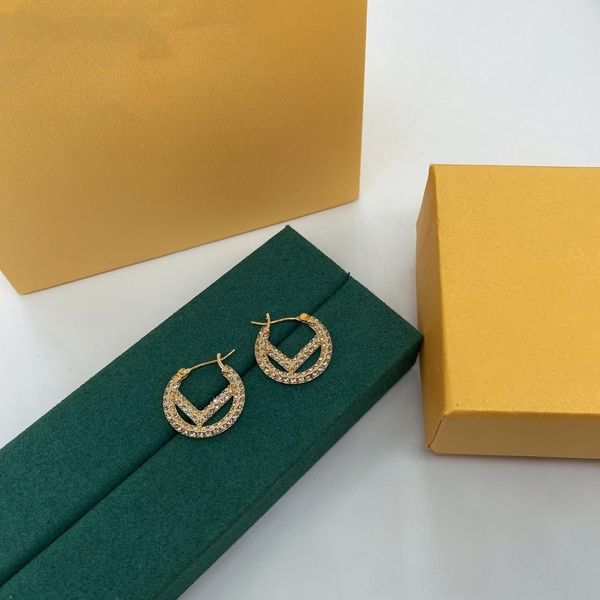 

no box luxury style women designer studs full diamonds brass fashion couple earrings hoop, Golden;silver