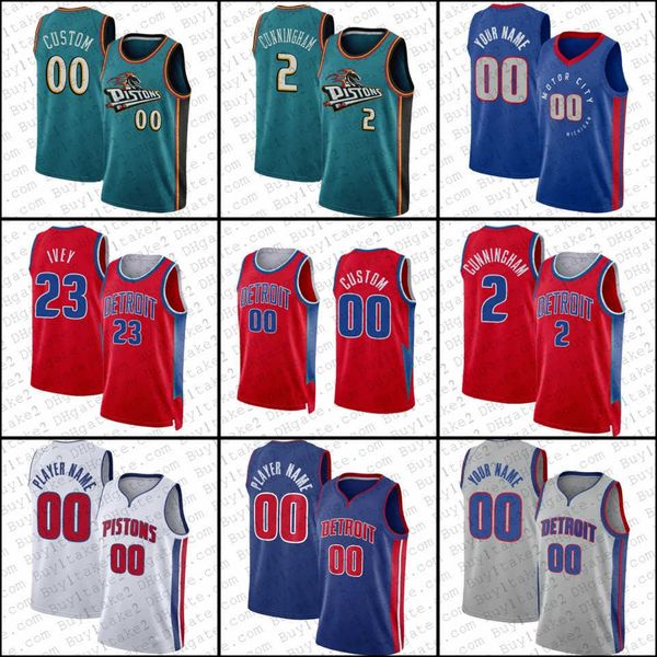 

jersey detroit''pistons''2 cade cunningham 23 jaden ivey duren custom piston basketball jerseys saddiq bey marvin bagley, Black;red
