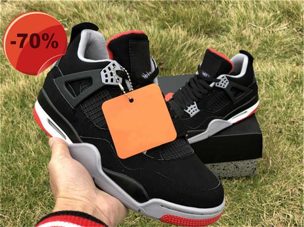 

boots 2020 jumpman 4s man basketball shoes 4 og bred with og expected to return real leather outdoor sneakers with box 308497-060, Black