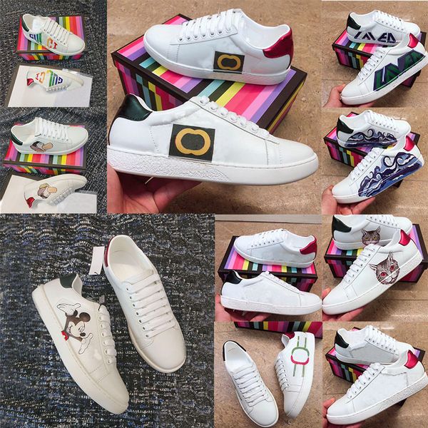 

luxury casual shoes sneakers white ace green red stripe italian male and female bees, Black