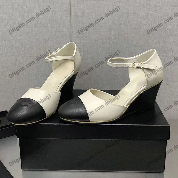 

sheepskin womens dress shoes wedge heels 6.5cm classic 22ss pumps and slingbacks loafers wedding shoe for party famous designer black khaki