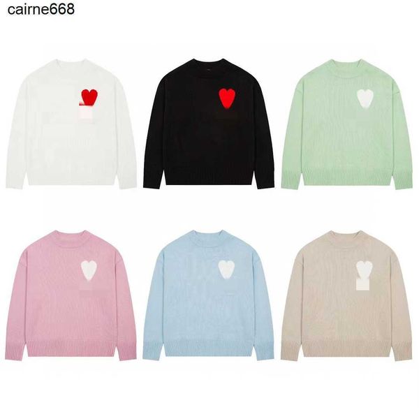 

women's sweaters designer autumn amis macaron sweater crew neck letter love jacquard couple wool blended peach, White;black