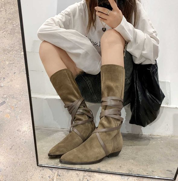 

leather pile 2022 new western denim versatile pointed sleeve knight boots for women 1028, Black