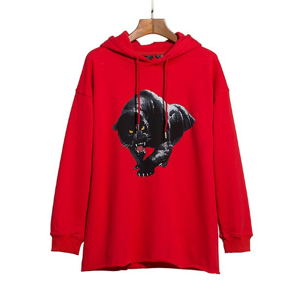 

mens hoodies and womens hooded sweater casual winter long sleeve panther print loose pullover cotton, Black