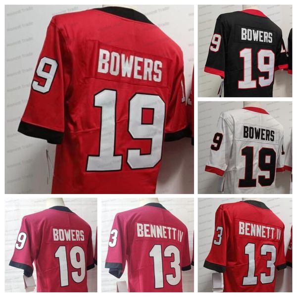 

american college football wear ncaa football jersey 19 brock 13 stetson bowers red bennett iv white college mens jerseys 2023 new stitched, Black