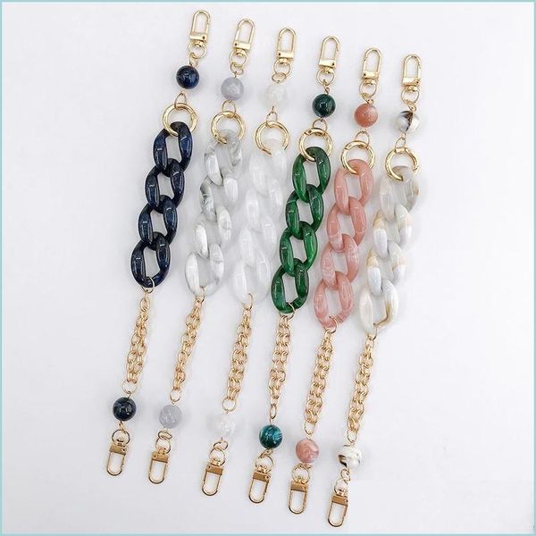 

keychains lanyards acrylic double chain keychains portable diy jewelry accessories retro chains mobile phone case lanyard antilost dhl62, Silver