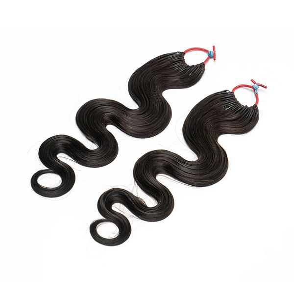 

new product occidental hair multicolor fishline hair extensions piece human hairs extension factory direct supply, Black