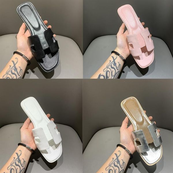 

fashion classic h women sandals slippers slide summer designer luxury leather rubber flip flops shoe outdoor beach shoes heatshoes314u, Black