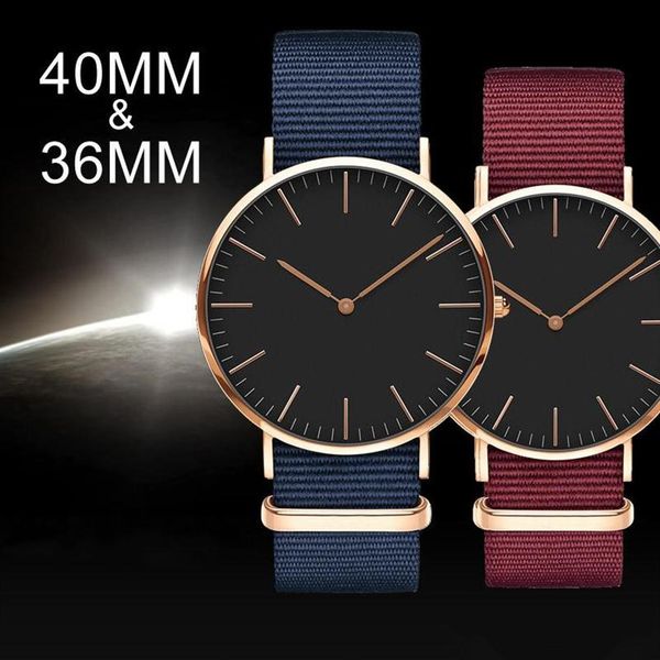 

2022 new mens womens watch d&w quartz fashion casual watches daniels nylon strap clock252t, Slivery;brown