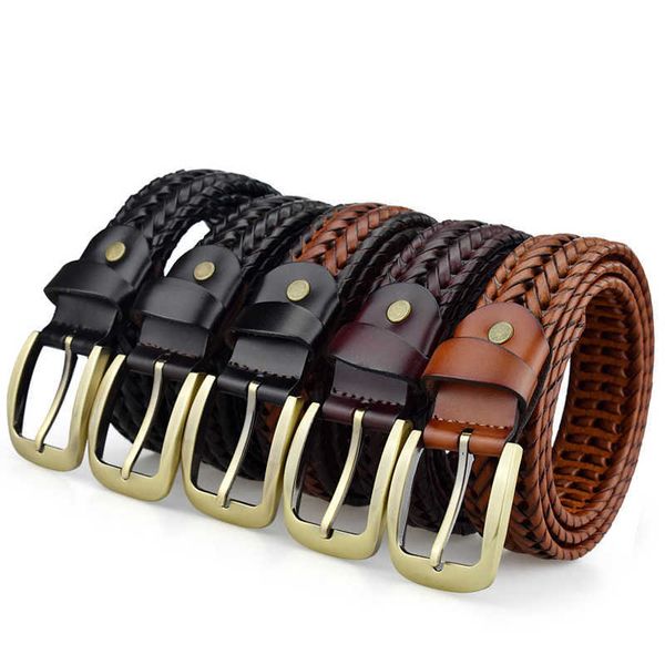

belts braided belts for mens woven belts luxury cow genuine leather straps hand knitted designer man for jeans girdle male g221027, Black;brown