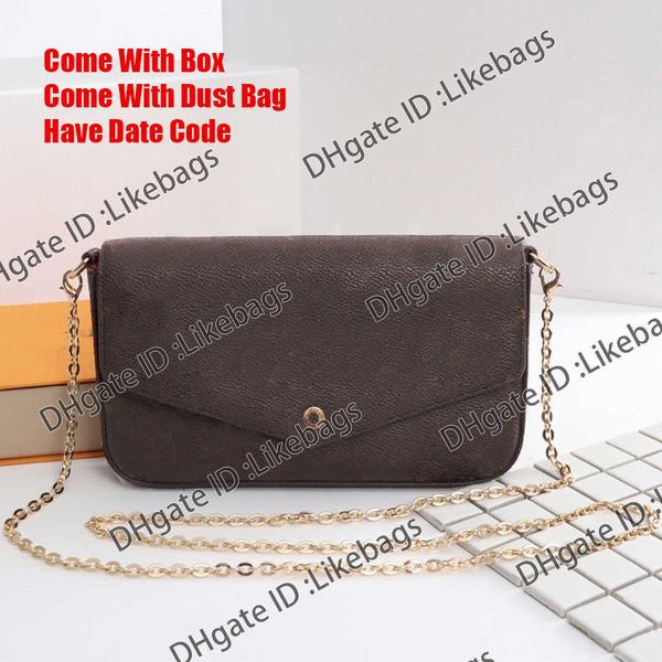 

2023 luxury handbag designer handbag purse women's pocket shoulder bag 3 pieces/set box embossed leather clutch crossbody bag