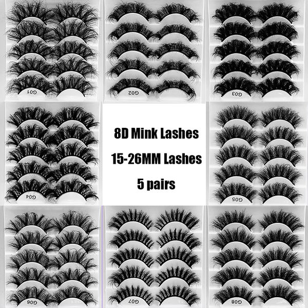 

5pairs 3d faux mink eyelashes fluffy soft wispy volume natural long false eyelashes eye lashes reusable eyelashs makeup