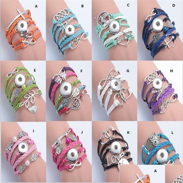 

charm bracelets fashion noosa chunk bracelet mix styles infinity cross owl 18mm ginger snap button charms interchangeable snaps jewe dhdw3, Golden;silver