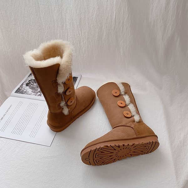 

sheepskin wool integrated snow boots women's winter warm shoes anti-slip women's boot thickened wool cotton booties, Black