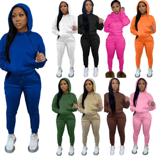

womens plush hoodies tracksuits fall and winter thick two piece pants set leisure sweater sports suit, Gray