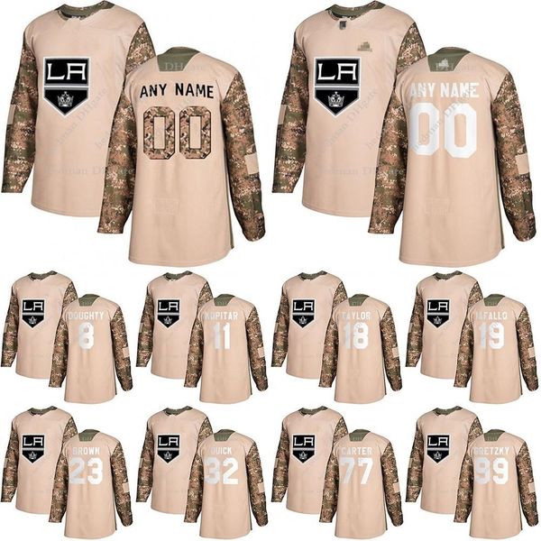 

ice hockey hockey los angeles kings camo veterans day practice jerseys 99 wayne gretzky 77 jeff carter 32 quick custom any number any name h, Black