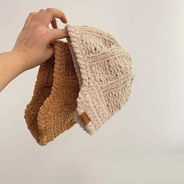 

caps hats 2022 korea baby hat kids knitted crochet girls boys soft bonnet infant beanie solid color for child l221028, Yellow