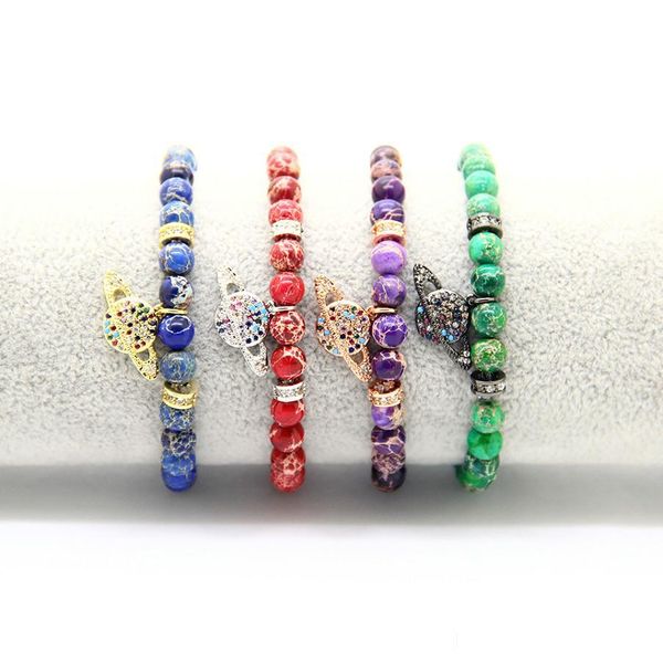 

charm bracelets new solar system nine planets bracelet mticolor cz earth universe bracelets bangle with 6mm natural sea sent stone b dh6me, Golden;silver
