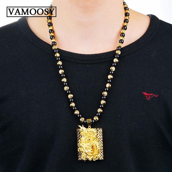 

whole gifts carefully carved chinese yellow 24k gold dragon black obsidian necklace pendant men jewelry 201013248b, Silver