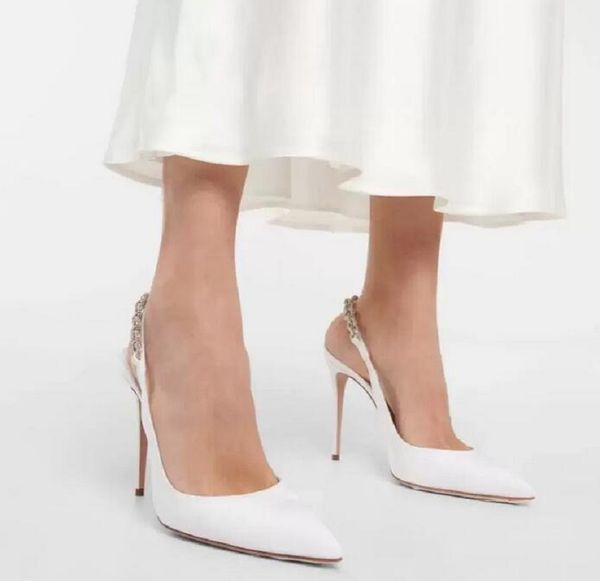 

famous white sandals aquazzures izzy love link sandal concerto embellished sandals shoes perfect lady high heels party wedding, Black
