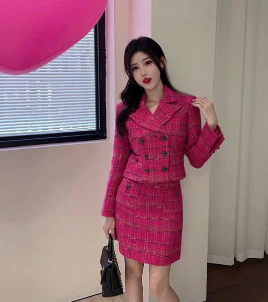 

chan home women's two piece sets2022 new autumn winter two-piece fashion logo tweed jacket skirt womens autumn suit designer casual spr, White