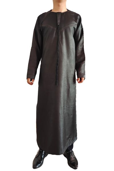 

2022 ethnic clothing fashion round neck braid muslim ramadan prayer oman robe, Red