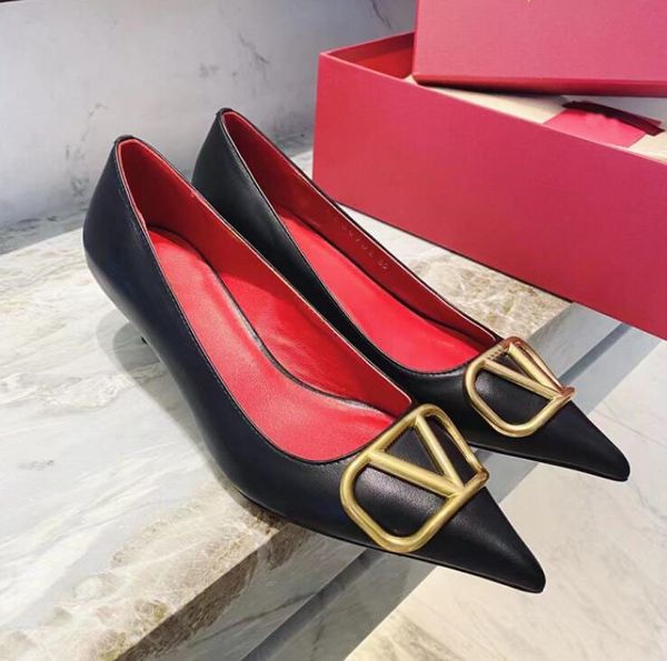 

brand high heels shoes pointed toe sandals metal v buckle genuine leather 6cm 8cm 10cm rhinestone shallow thin heel women's shoes with, Black