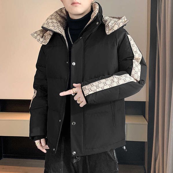 

fashion heavy waterproof men's 2022 stand collar down jacket, Black