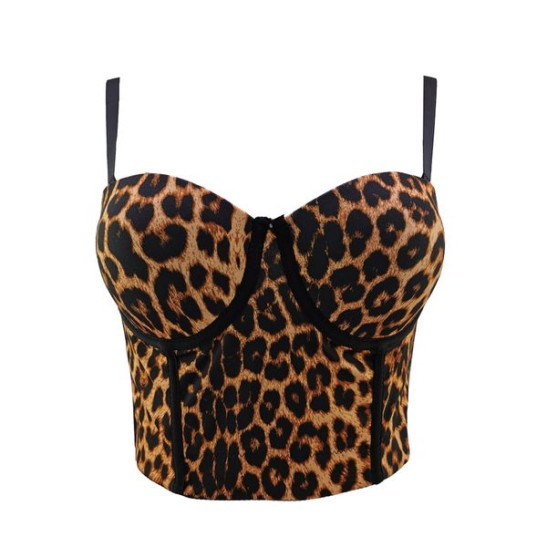 

women's small suspenders wear bra vest retro leopard print short blouse., Red;black