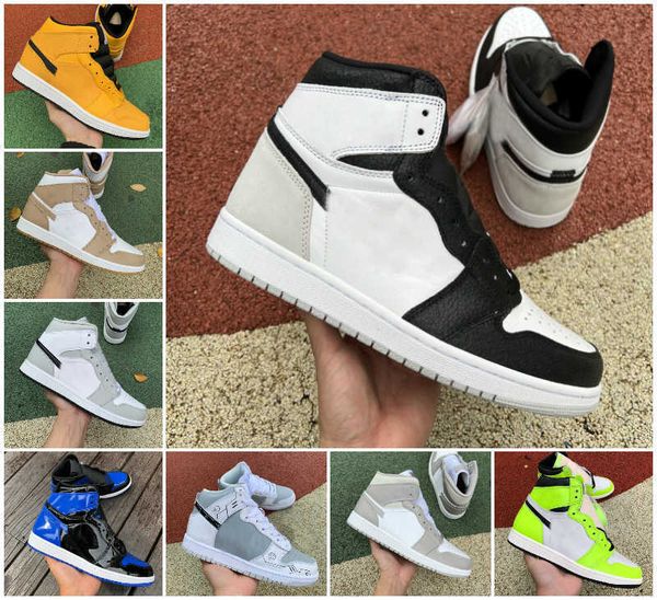 

basketball shoes designer sneakers university blue hyper royal stage haze smoke grey shadow jumpman 1 1s og high mens women tan gum patent, Black