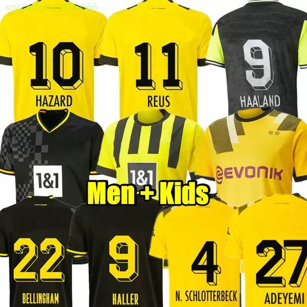 

2022 2023 football shirts bellingham men kids reyna brandt emre can haller guerreiro 1990 limited edition haaland reus 22 23 dortmund soccer, Black;yellow