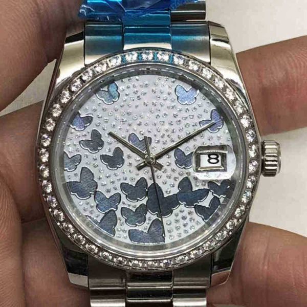 

luxury mens mechanical watch automatic log of family full pearl white butterfly geneva es for men swiss wristwatches g328, Slivery;brown