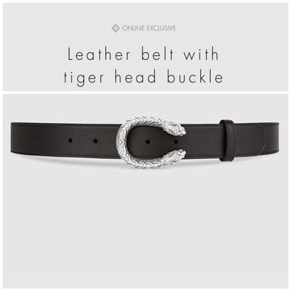 

designer belts luxury belts mens womens famous belt brand casual tiger head smooth buckle leather belt 2 colors width 38mm 052, Black;brown