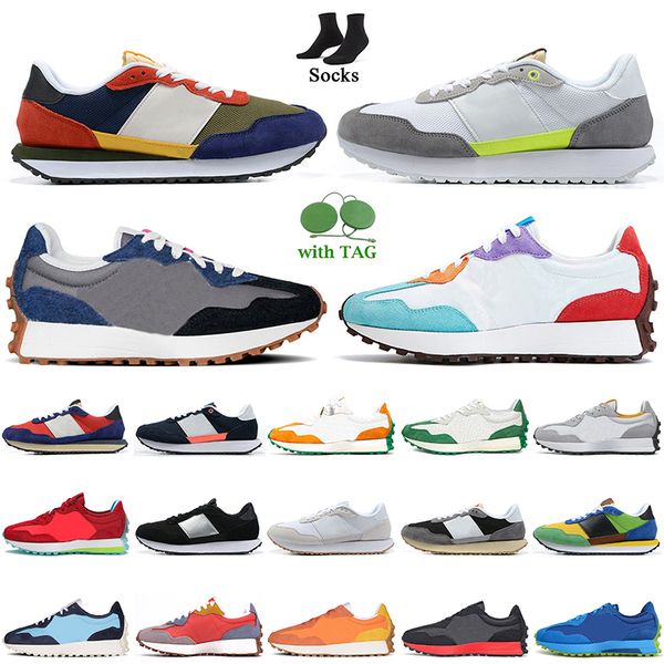 

nb327 327 women mens jogging sport running shoes with socks n327 designer sneakers casablanca orange white black silver navy blue red gold