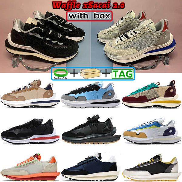 

running shoes sneakers red royal fuchsia sail gum dark iris sesame blue void tour yellow nylon waffle xsacai 2.0 men women, Black