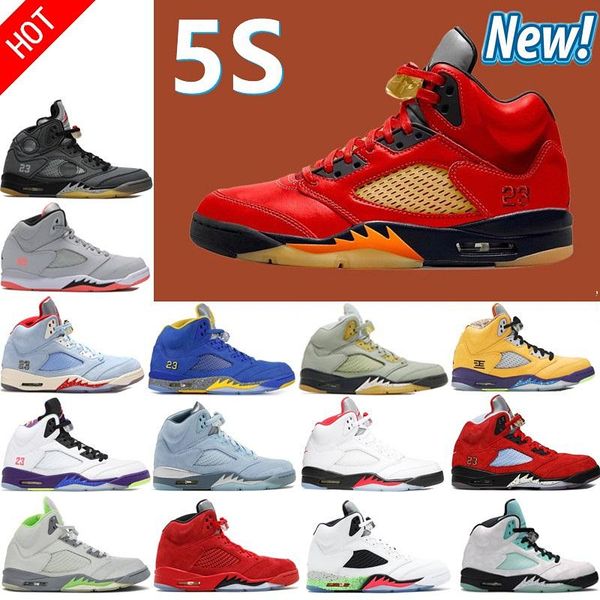 

new jumpman 5 v men basketball shoes 5s aqua unc doernbecher green bean raging red stealth fire what the white cement metallic flight oreo w