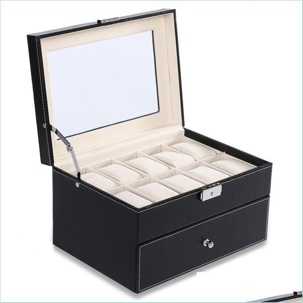 

watch boxes cases sikai new 20 grid slots watch box for jewelry organizer display storage gift case leather square d dhbcd, Black;blue
