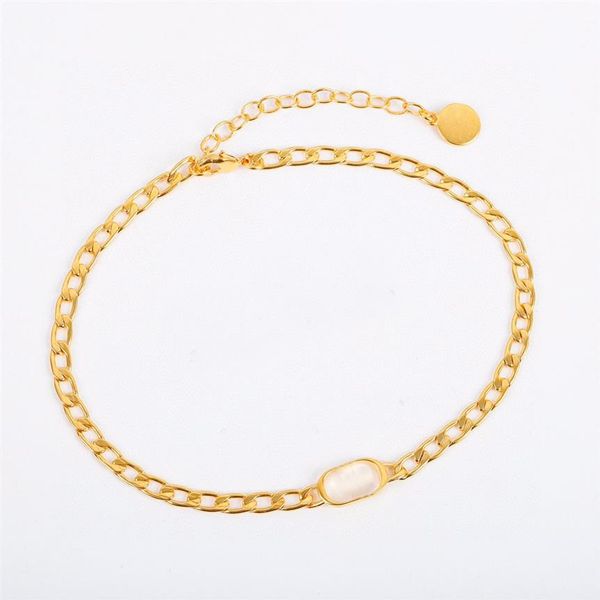 

sell fashion letter choker necklace bijoux cuban link for mens womens party wedding lovers gift jewelry with box335m, Golden;silver