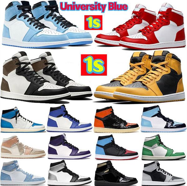 

new jumpman 1 1s lows basketball shoes og mocha fragment denim university blue bred patent panda white black mens trainers outdoor sports sn