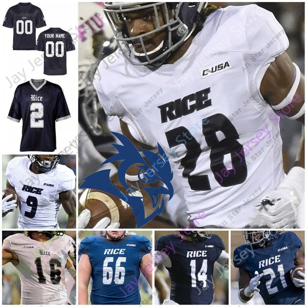 

football jerseys custom 2020 rice owls football jersey ncaa college tom stewart aston walter brad rozner austin trammell blaze alldredge wil, Black;red