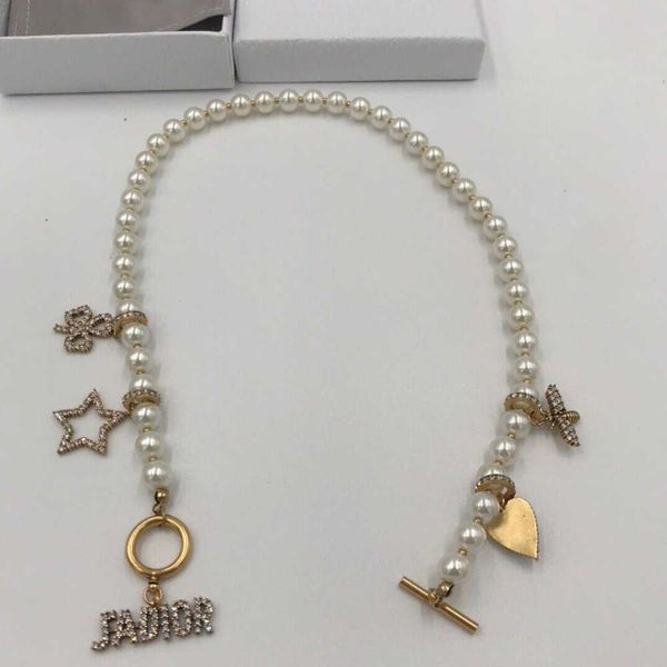 

designer letter bee leaf star pearl necklace temperament design, Silver