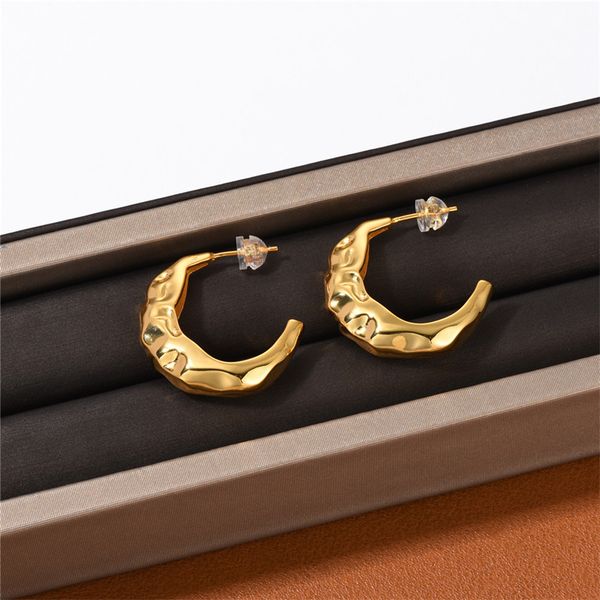

ins fashion vintage stud c-shape geometric earrings simple irregular cool street versatile jewelry accessories for women, Golden;silver