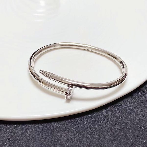 

luxury nail bangle fashion designer women 18k couple wedding gift 316l stainless steel jewelry factory wholesale and retail, Black