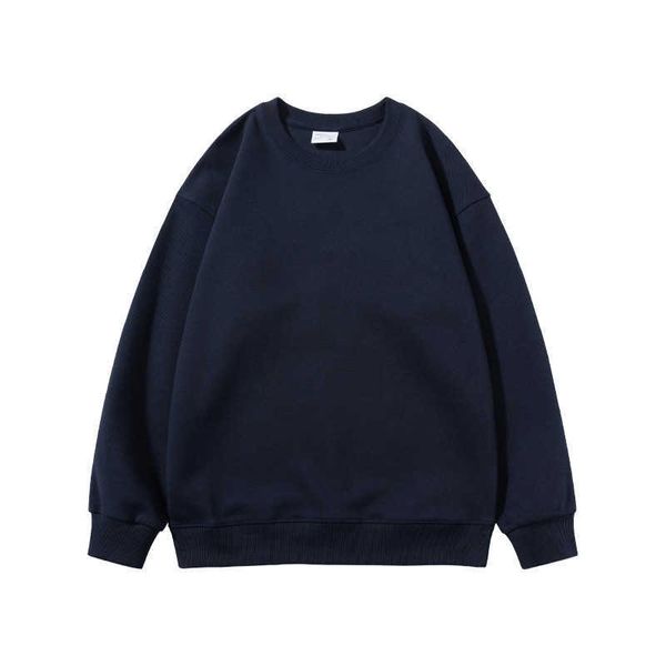

twill round neck sweater 360g cotton men's trend in autumn and winter, Black