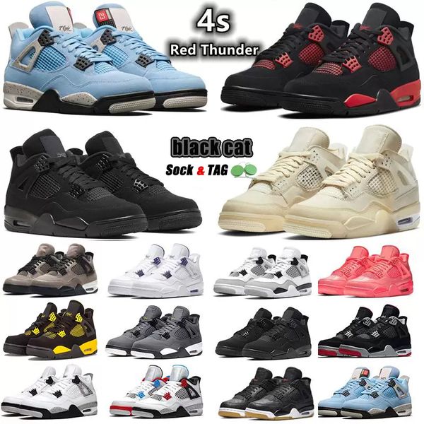 

basketball shoes sport sneakers university jordens 4s bred sail black cat white cool air 4 red thunder retro bred unc royalty og jumpman 4 4
